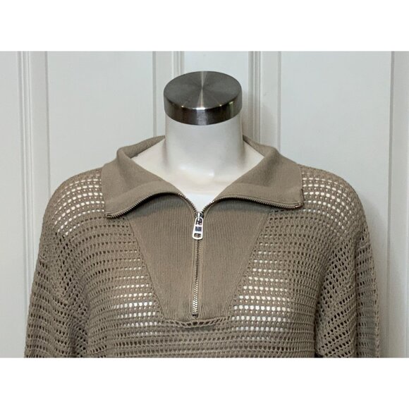 Varley Tan Loose Knit 1/4 Zip Pullover Sweater, Size S - Picture 2 of 10